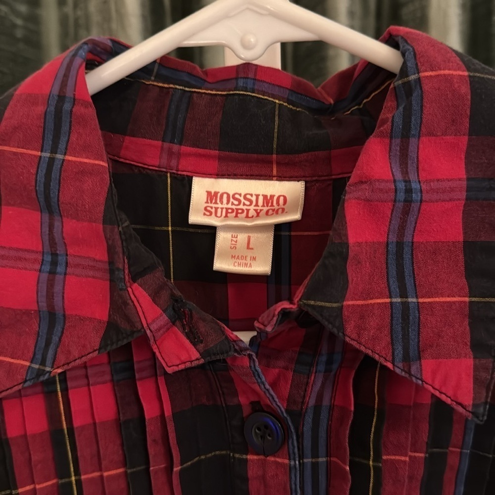 Mossimo Supply Co. Plaid Res/Blue Mini Dress EUC Size Large - Picture 3 of 5